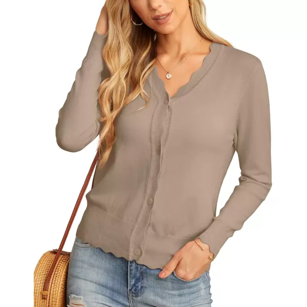GRECERELLE Women's Long Sleeve V-Neck Button Down Cardigan Knit Shrugs Sweater
