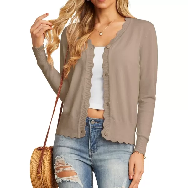 GRECERELLE Women's Long Sleeve V-Neck Button Down Cardigan Knit Shrugs Sweater