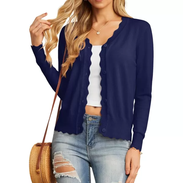 GRECERELLE Women's Long Sleeve V-Neck Button Down Cardigan Knit Shrugs Sweater