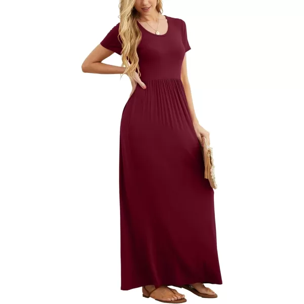 GRECERELLE Women's Short Sleeve Maxi Dresses Casual Long Dresses with Pockets