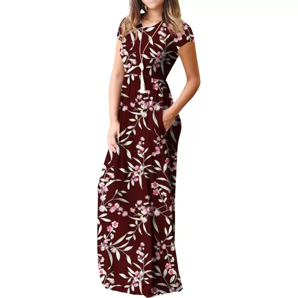 GRECERELLE Women's Short Sleeve Maxi Dresses Casual Long Dresses with Pockets