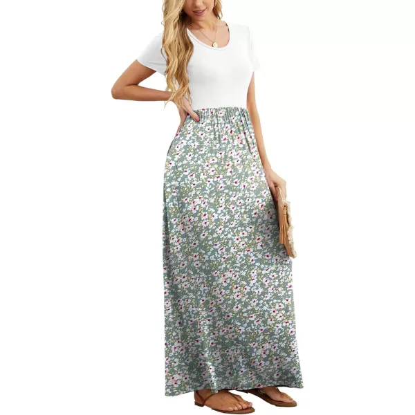 GRECERELLE Women's Short Sleeve Maxi Dresses Casual Long Dresses with Pockets