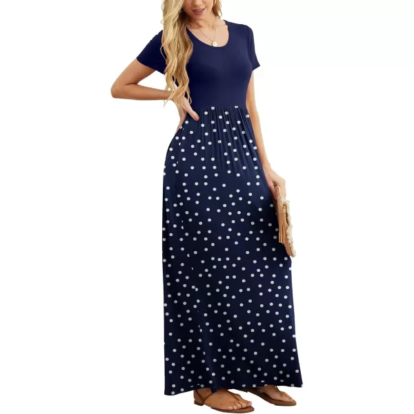 GRECERELLE Women's Short Sleeve Maxi Dresses Casual Long Dresses with Pockets