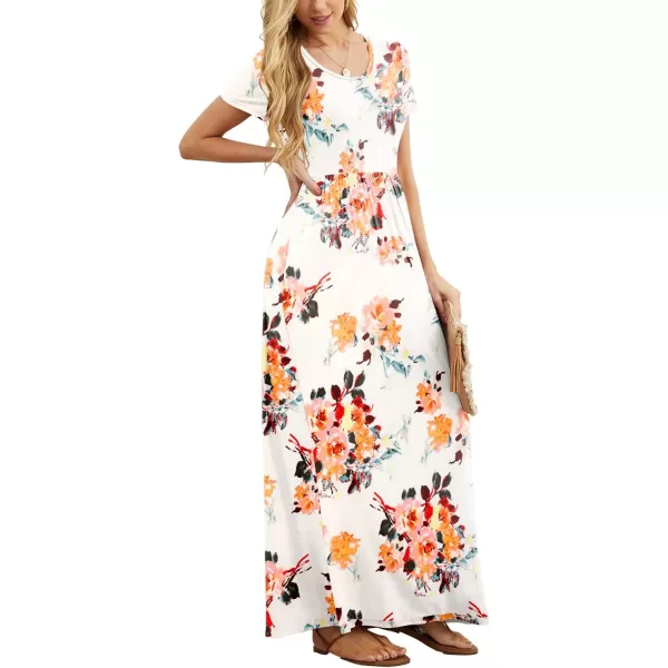 GRECERELLE Women's Short Sleeve Maxi Dresses Casual Long Dresses with Pockets