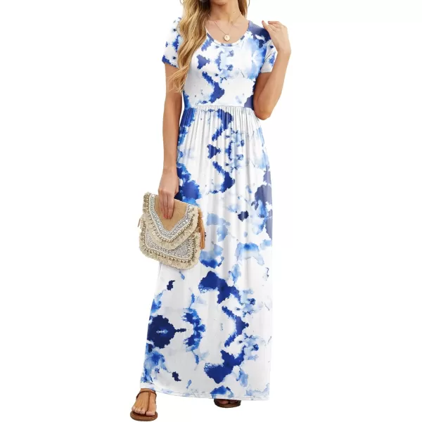 GRECERELLE Women's Short Sleeve Maxi Dresses Casual Long Dresses with Pockets