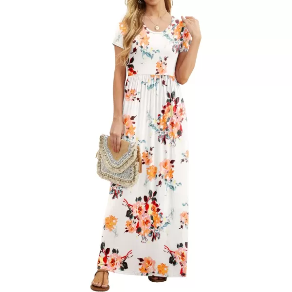 GRECERELLE Women's Short Sleeve Maxi Dresses Casual Long Dresses with Pockets