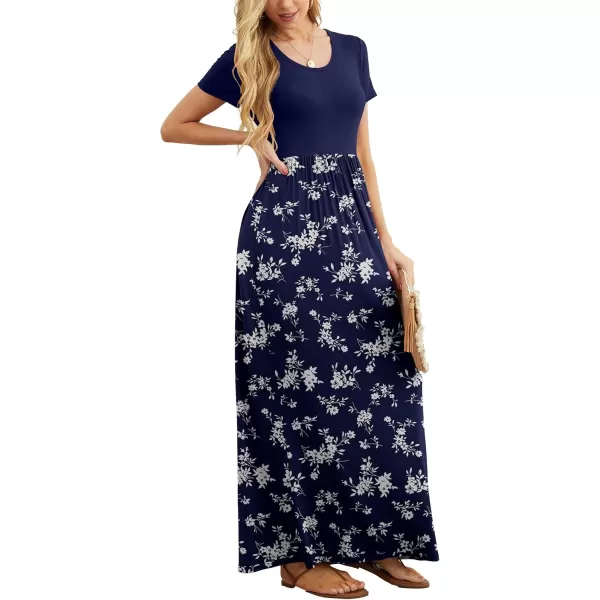 GRECERELLE Women's Short Sleeve Maxi Dresses Casual Long Dresses with Pockets