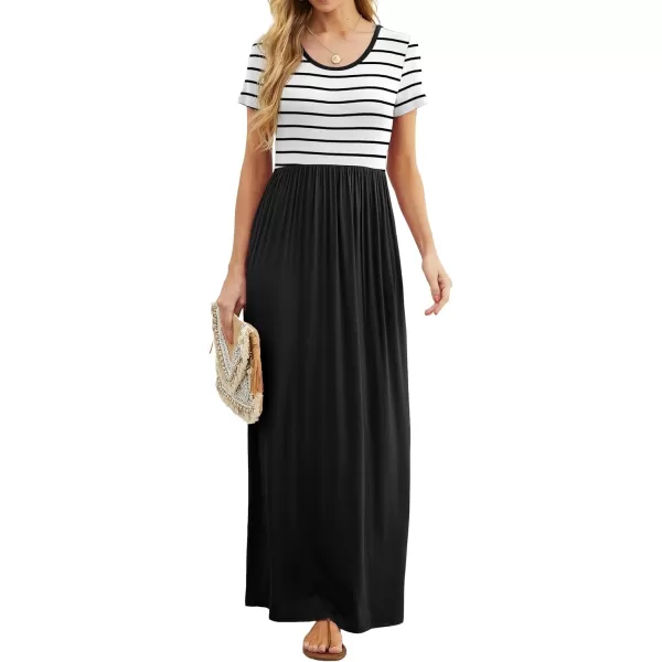 GRECERELLE Women's Short Sleeve Maxi Dresses Casual Long Dresses with Pockets