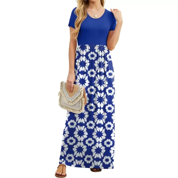 GRECERELLE Women's Short Sleeve Maxi Dresses Casual Long Dresses with Pockets