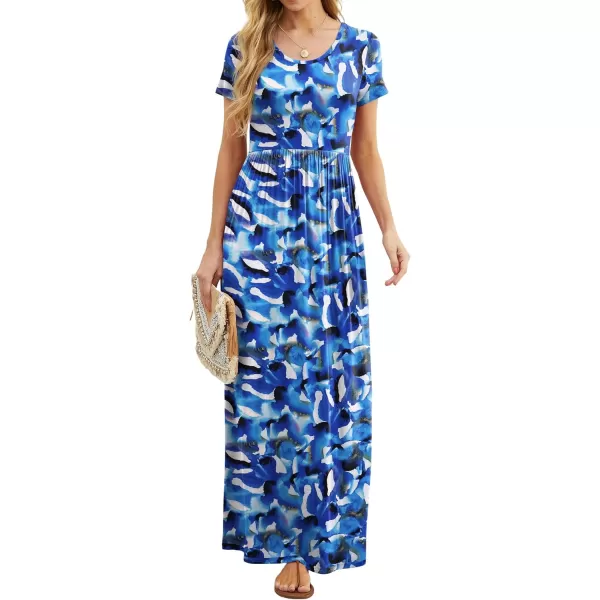 GRECERELLE Women's Short Sleeve Maxi Dresses Casual Long Dresses with Pockets