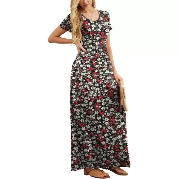 GRECERELLE Women's Short Sleeve Maxi Dresses Casual Long Dresses with Pockets