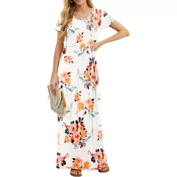 GRECERELLE Women's Short Sleeve Maxi Dresses Casual Long Dresses with Pockets