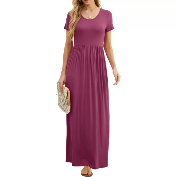 GRECERELLE Women's Short Sleeve Maxi Dresses Casual Long Dresses with Pockets