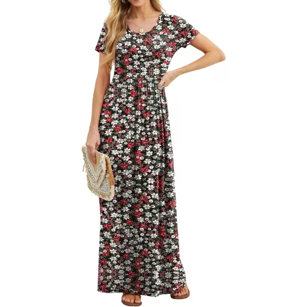 GRECERELLE Women's Short Sleeve Maxi Dresses Casual Long Dresses with Pockets