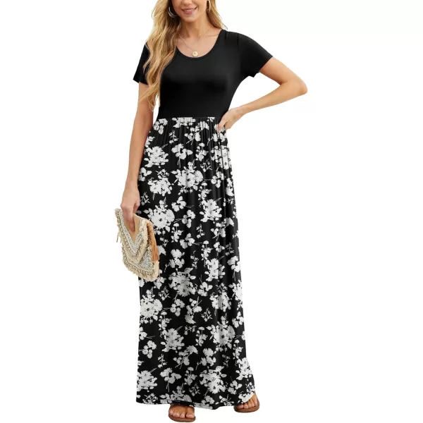 GRECERELLE Women's Short Sleeve Maxi Dresses Casual Long Dresses with Pockets