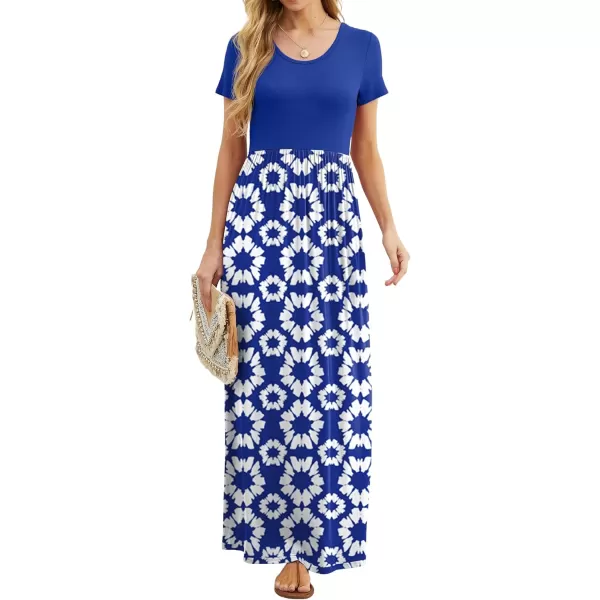 GRECERELLE Women's Short Sleeve Maxi Dresses Casual Long Dresses with Pockets
