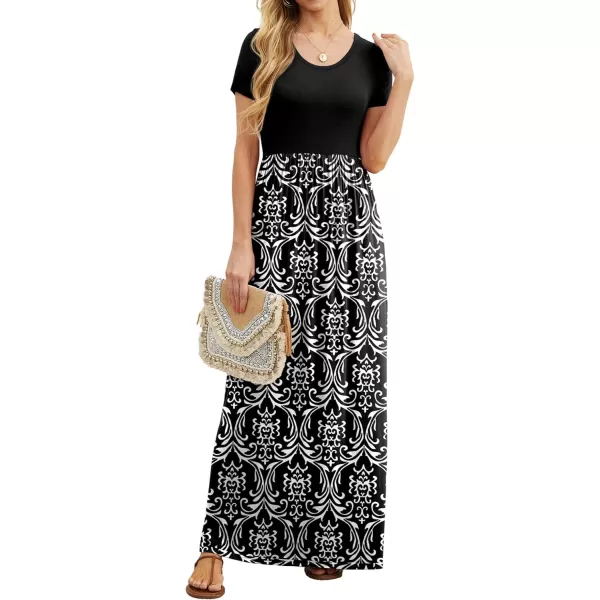 GRECERELLE Women's Short Sleeve Maxi Dresses Casual Long Dresses with Pockets
