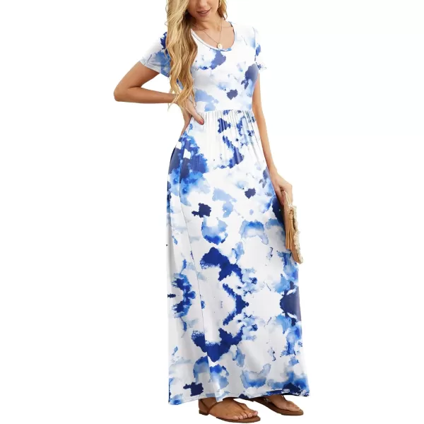 GRECERELLE Women's Short Sleeve Maxi Dresses Casual Long Dresses with Pockets