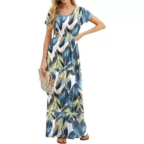 GRECERELLE Women's Short Sleeve Maxi Dresses Casual Long Dresses with Pockets
