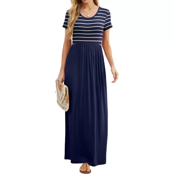GRECERELLE Women's Short Sleeve Maxi Dresses Casual Long Dresses with Pockets