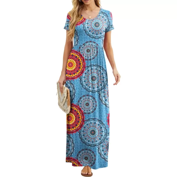 GRECERELLE Women's Short Sleeve Maxi Dresses Casual Long Dresses with Pockets
