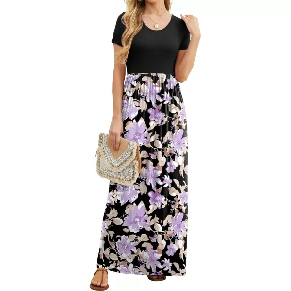 GRECERELLE Women's Short Sleeve Maxi Dresses Casual Long Dresses with Pockets