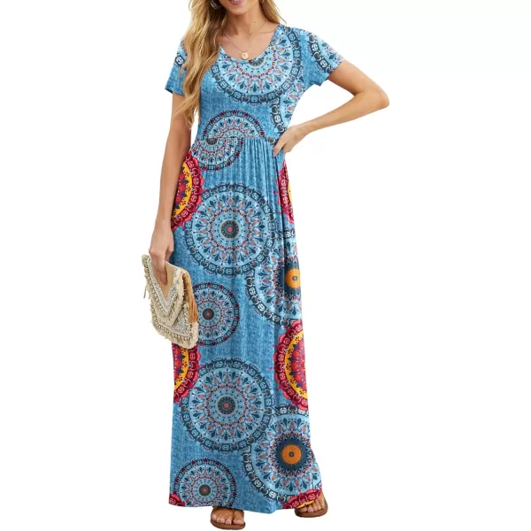 GRECERELLE Women's Short Sleeve Maxi Dresses Casual Long Dresses with Pockets