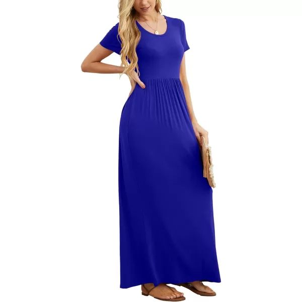 GRECERELLE Women's Short Sleeve Maxi Dresses Casual Long Dresses with Pockets
