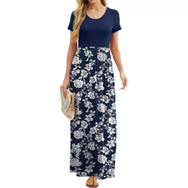 GRECERELLE Women's Short Sleeve Maxi Dresses Casual Long Dresses with Pockets