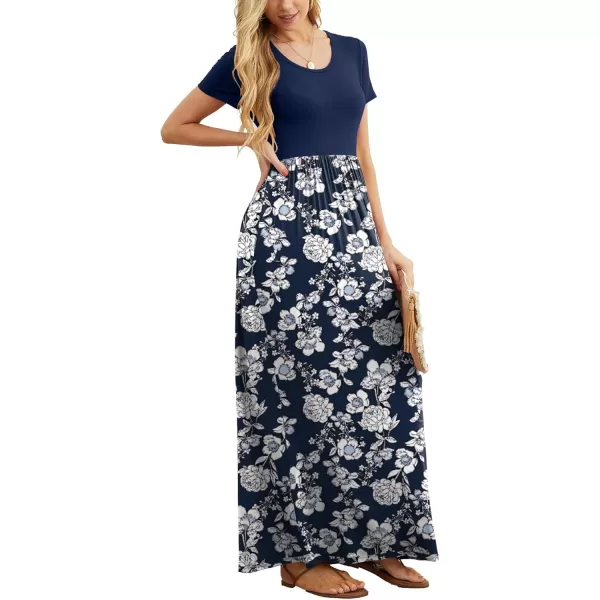GRECERELLE Women's Short Sleeve Maxi Dresses Casual Long Dresses with Pockets
