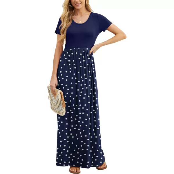 GRECERELLE Women's Short Sleeve Maxi Dresses Casual Long Dresses with Pockets