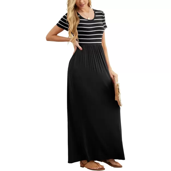 GRECERELLE Women's Short Sleeve Maxi Dresses Casual Long Dresses with Pockets
