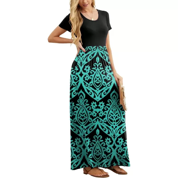 GRECERELLE Women's Short Sleeve Maxi Dresses Casual Long Dresses with Pockets
