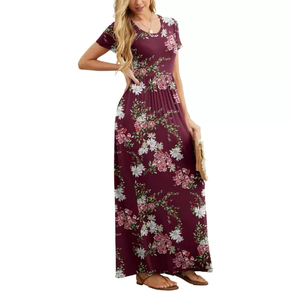 GRECERELLE Women's Short Sleeve Maxi Dresses Casual Long Dresses with Pockets