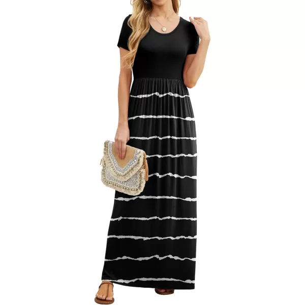 GRECERELLE Women's Short Sleeve Maxi Dresses Casual Long Dresses with Pockets