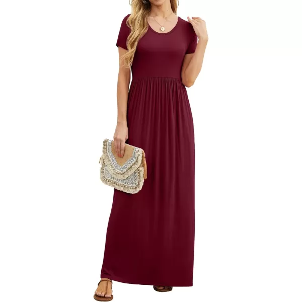 GRECERELLE Women's Short Sleeve Maxi Dresses Casual Long Dresses with Pockets