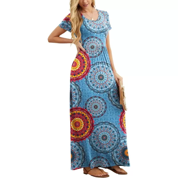 GRECERELLE Women's Short Sleeve Maxi Dresses Casual Long Dresses with Pockets
