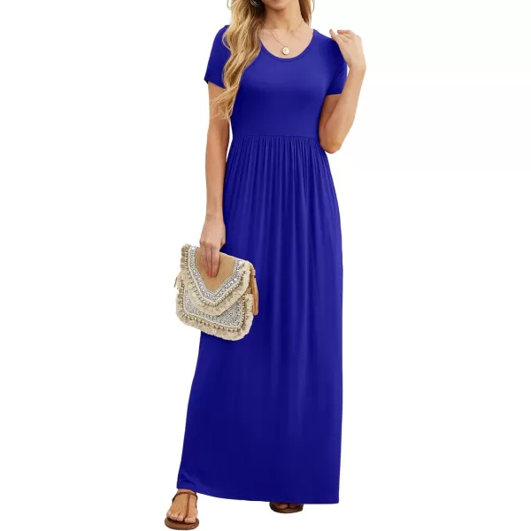 GRECERELLE Women's Short Sleeve Maxi Dresses Casual Long Dresses with Pockets