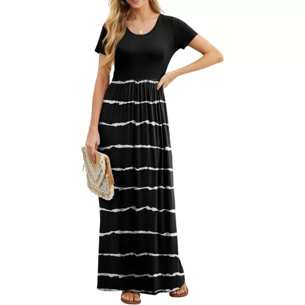 GRECERELLE Women's Short Sleeve Maxi Dresses Casual Long Dresses with Pockets