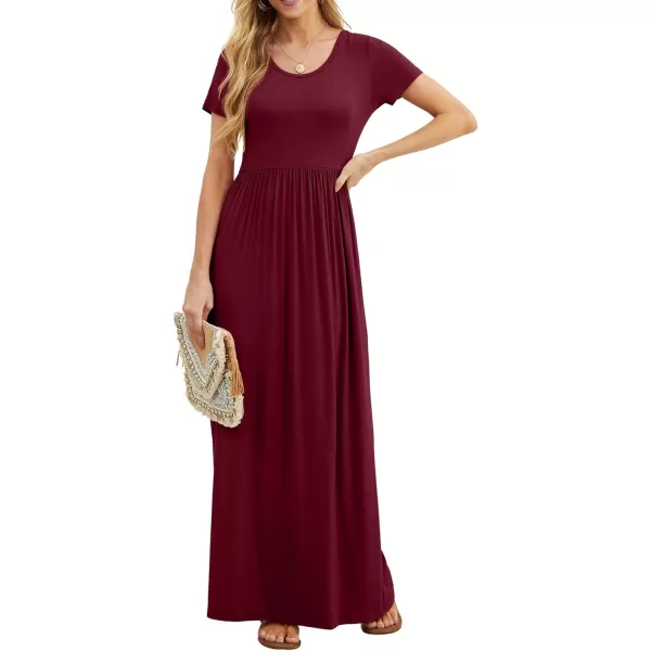GRECERELLE Women's Short Sleeve Maxi Dresses Casual Long Dresses with Pockets