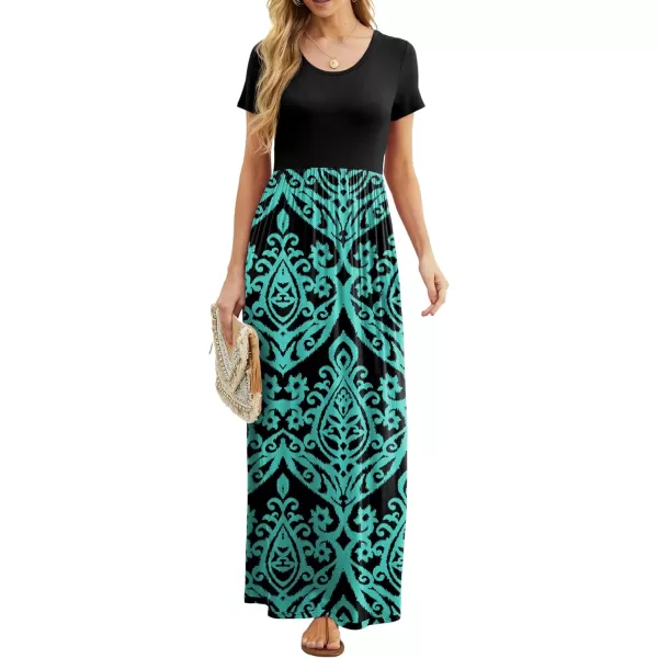 GRECERELLE Women's Short Sleeve Maxi Dresses Casual Long Dresses with Pockets