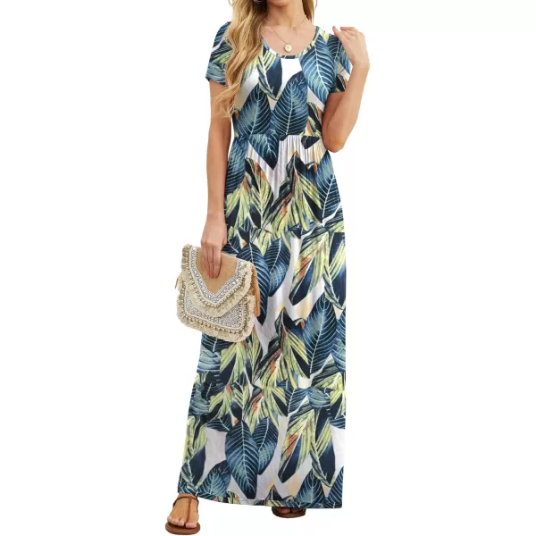 GRECERELLE Women's Short Sleeve Maxi Dresses Casual Long Dresses with Pockets