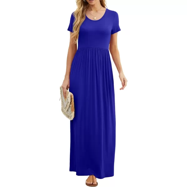 GRECERELLE Women's Short Sleeve Maxi Dresses Casual Long Dresses with Pockets