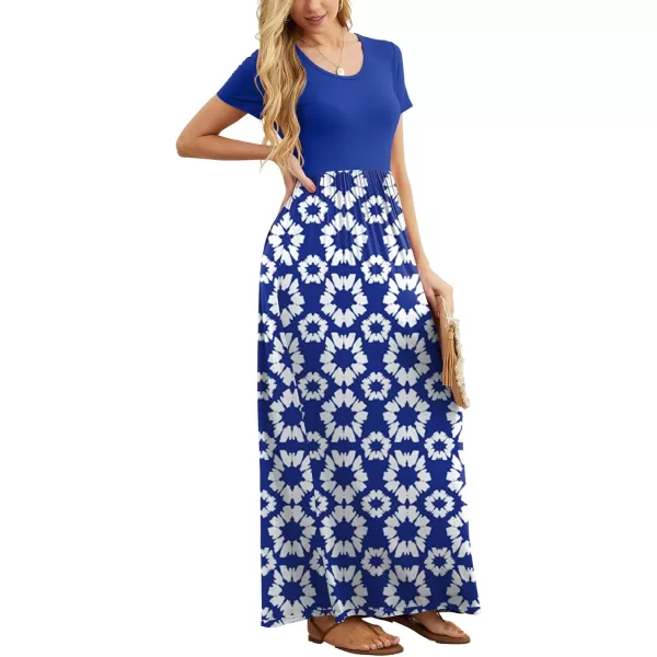 GRECERELLE Women's Short Sleeve Maxi Dresses Casual Long Dresses with Pockets
