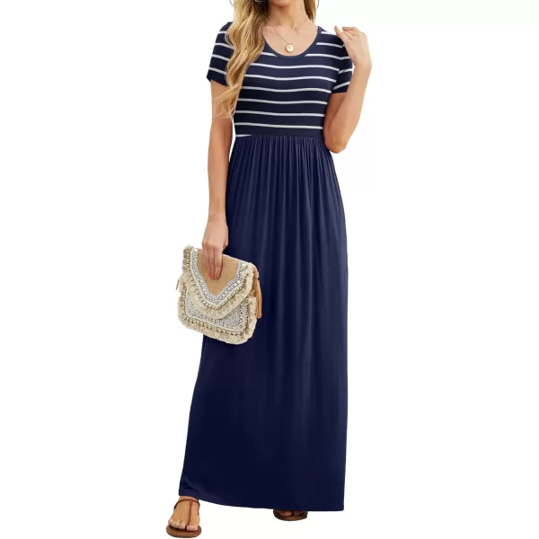 GRECERELLE Women's Short Sleeve Maxi Dresses Casual Long Dresses with Pockets