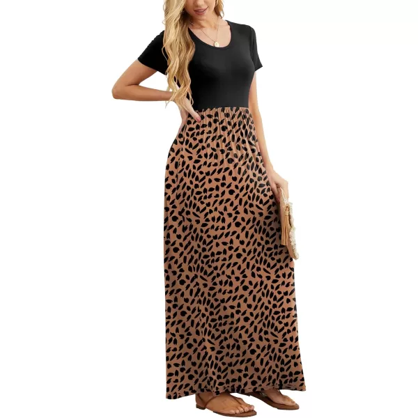 GRECERELLE Women's Short Sleeve Maxi Dresses Casual Long Dresses with Pockets