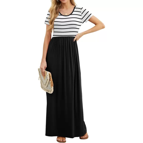 GRECERELLE Women's Short Sleeve Maxi Dresses Casual Long Dresses with Pockets