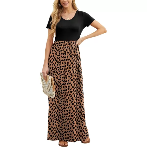 GRECERELLE Women's Short Sleeve Maxi Dresses Casual Long Dresses with Pockets