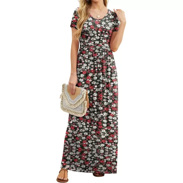 GRECERELLE Women's Short Sleeve Maxi Dresses Casual Long Dresses with Pockets