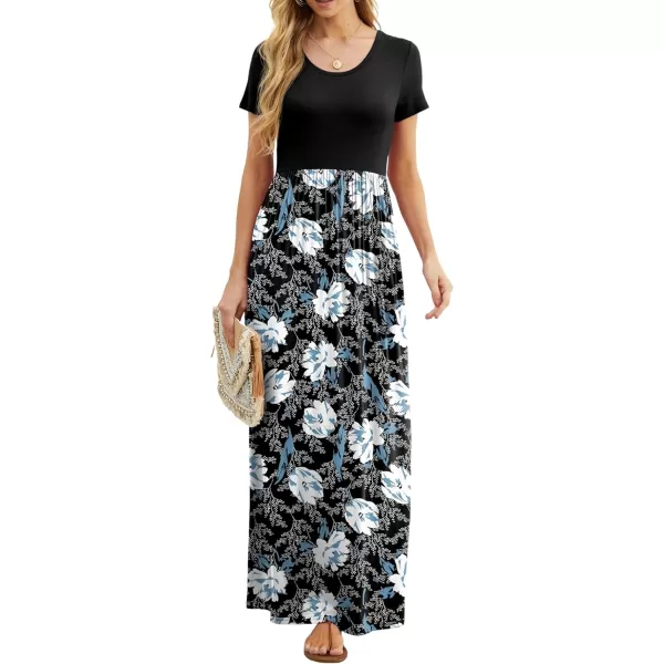 GRECERELLE Women's Short Sleeve Maxi Dresses Casual Long Dresses with Pockets